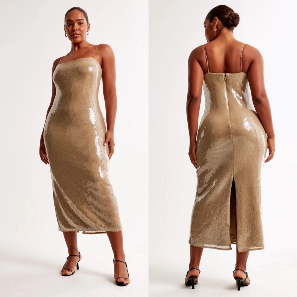 ABERCROMBIE & FITCH
Sequin Straight Neck Midi Dress